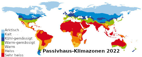 Carte des zones climatiques Passivhaus 2022