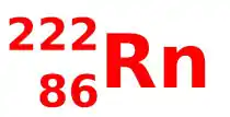 Le radon, avec sa masse atomique et son nombre de protons
